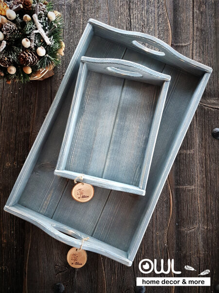 Lielā un mazā paplāte ar rokturiem